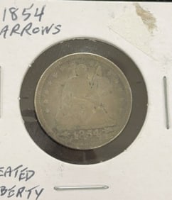 1854 Seated Liberty Quarter Dollar Coin