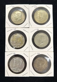 6 1966 Kennedy Half Dollar Coins