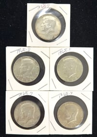 5 1968-D Kennedy Half Dollar Coins