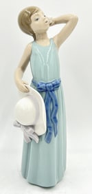 Lladro Porcelain Coiffure Girl with Straw Hat