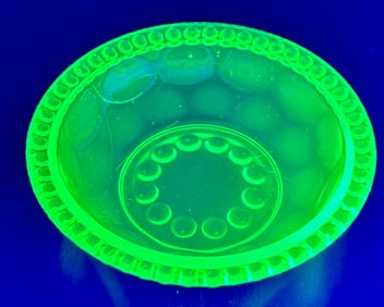 Vintage Yellow Vaseline Glass Dessert Bowl