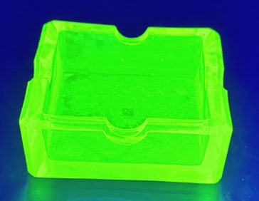 Teal Green Vaseline Glass Ashtray