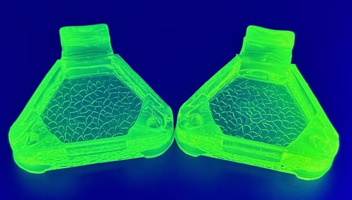 2 Yellow Vaseline Glass Cigar Ashtray