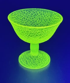 Yellow Vaseline Glass Crackle Chalice