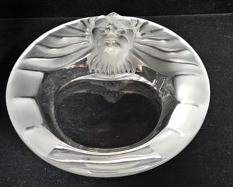 Lalique Crystal Tete De Lion Ashtray