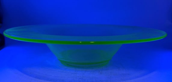 Large Green Vaseline Glass Bowel