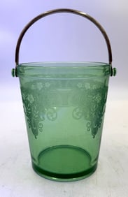 Etched Depression Glass Ice Bucket