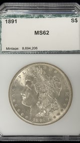 1891 Morgan Silver Dollar Coin