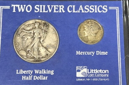 1939 Walking Liberty and 1936 Mercury Silver Coins