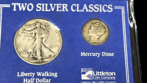 1945 Walking Liberty and 1945 Mercury Silver Coins