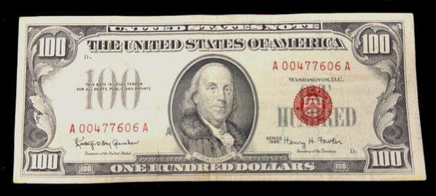 1966 Red Seal 100 Dollar Bill