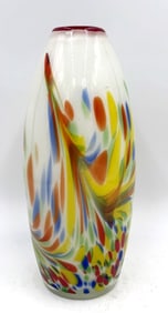 Italian Hand Blown Confetti Art Glass Vase