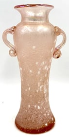Ri-Ri-Ku Iridescent Pink Double Handle Art Glass