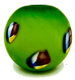 Handblown Green Spherical Art Glass Orb Vessel