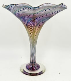 Robert Held Iridescent Art Glass Centerpiece Vase