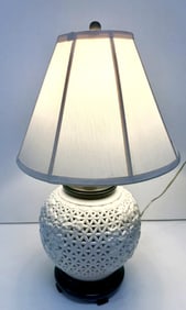 Blanc De Chine Reticulated Cherry Blossom Lamp