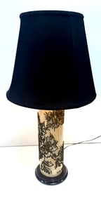 Table Lamp with Wood Cylinder w/Typsetting Blocks
