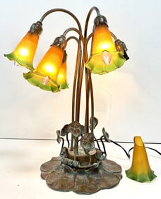 Art Nouveau Style Bronze Lily Table Lamp