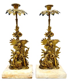 Pair of Victorian Gilt Bronze Figural Girandole