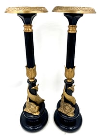 Pr 19th Century French Empire Dolphin Candlesticks