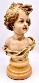 Child Bust Sculpture on Marble Base