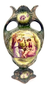 Angelina Kauffman Green Ceramic Handled Vase