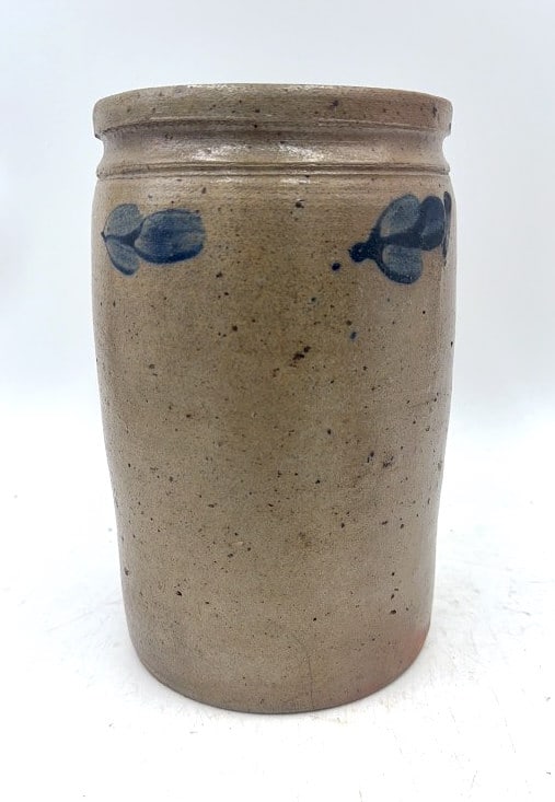 Antique American Salt-Glazed Stoneware Crock (1 of 3)