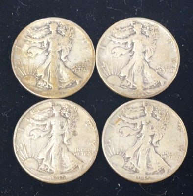 4 90% Silver Walking Liberty Half Dollar Coins (1 of 2)