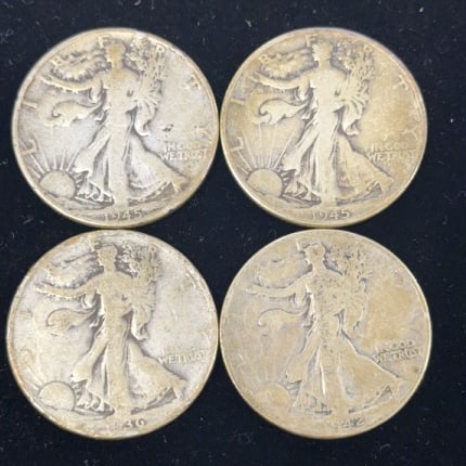 4 90% Silver Walking Liberty Half Dollar Coins (1 of 2)