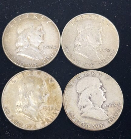 4 - 90% Silver Franklin Half Dollar Coins (1 of 2)