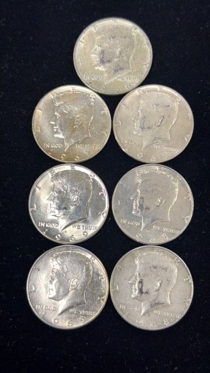 7 - 40% Silver Kennedy Half Dollar Coins (1 of 2)