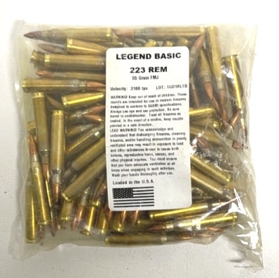 Bag of Legend Basic .223 REM. Ammunition: In bag, see photos