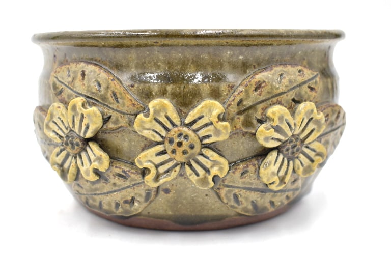 Michael and Pauline Crocker Dogwood Stoneware Pot (1 of 3)