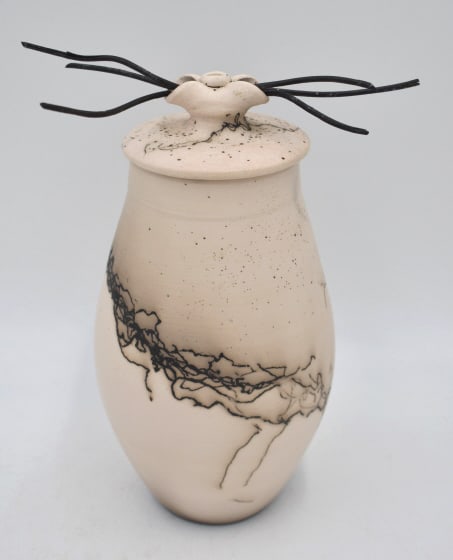 Joe Frank McKee Art Pottery Raku Lidded Vessel (1 of 7)