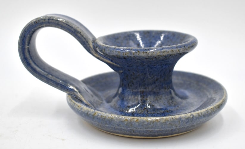 1993 Turn & Burn Pottery Chamberstick: 2.75 inches by 5.25 inches, signed and inscribed on bottom, no damage, see photos