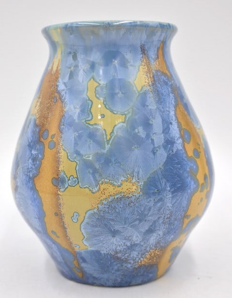 1996 Pisgah Forest Pottery Blue Crystalline Vase (1 of 3)
