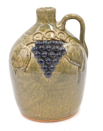 John Meaders Applied Grape Folk Art Stoneware Jug (1 of 3)