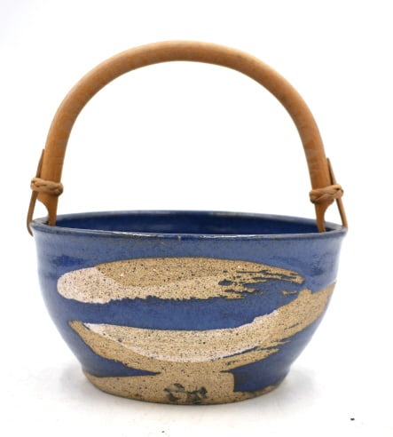 Billy Wallace Bent Wood Stoneware Basket Bowl (1 of 5)