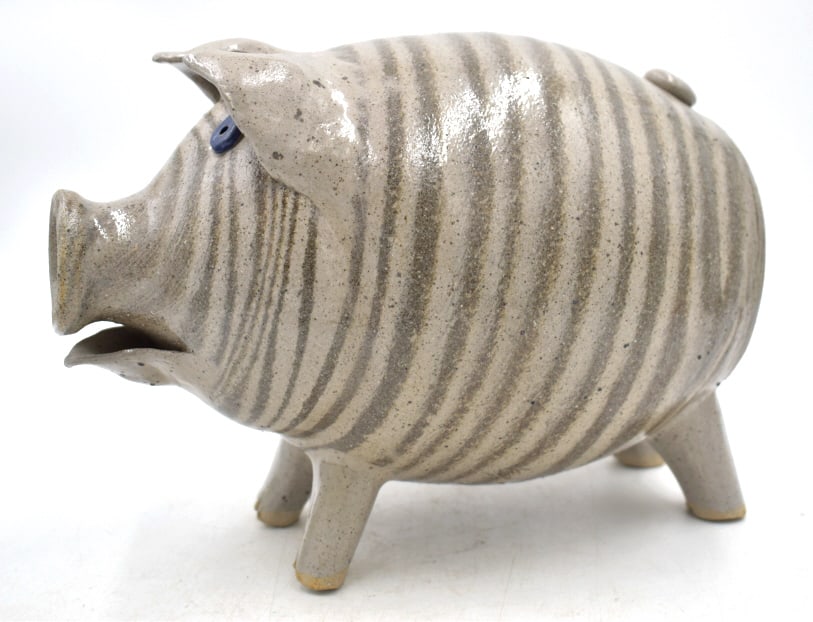 Michael Crocker Folk Art Pottery Pig Sculpture (1 of 5)