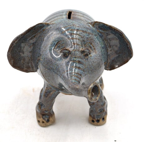 Southern Folk Art Pottery Happy Elephant Bank (1 of 6)