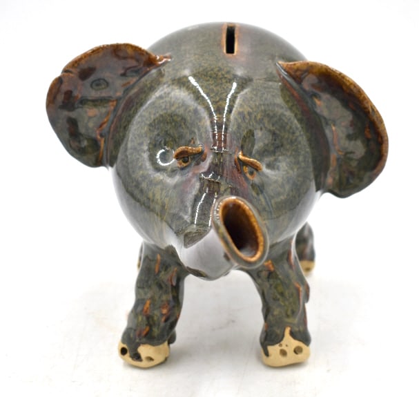 Southern Folk Art Pottery Sad Elephant Bank (1 of 6)