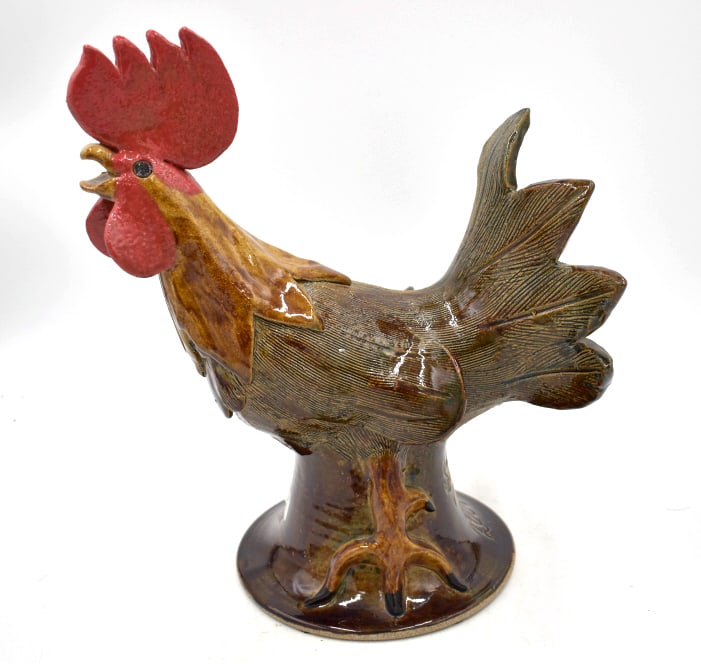 Steve Turpin Folk Art Pottery Rooster Sculpture (1 of 5)