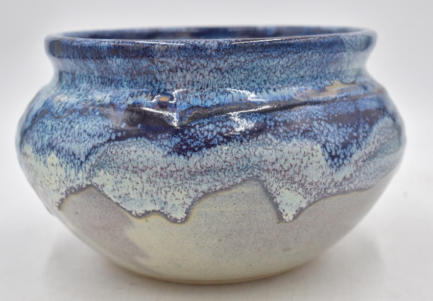 Alun Ward Folk Art Pottery Blue & White Glaze Bowl (1 of 3)