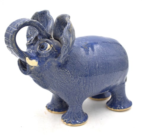Steve Turpin Folk Art Pottery Elephant Sculpture (1 of 7)