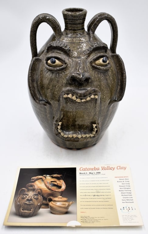 Steve Abee Folk Art Pottery Face Jug (1 of 8)