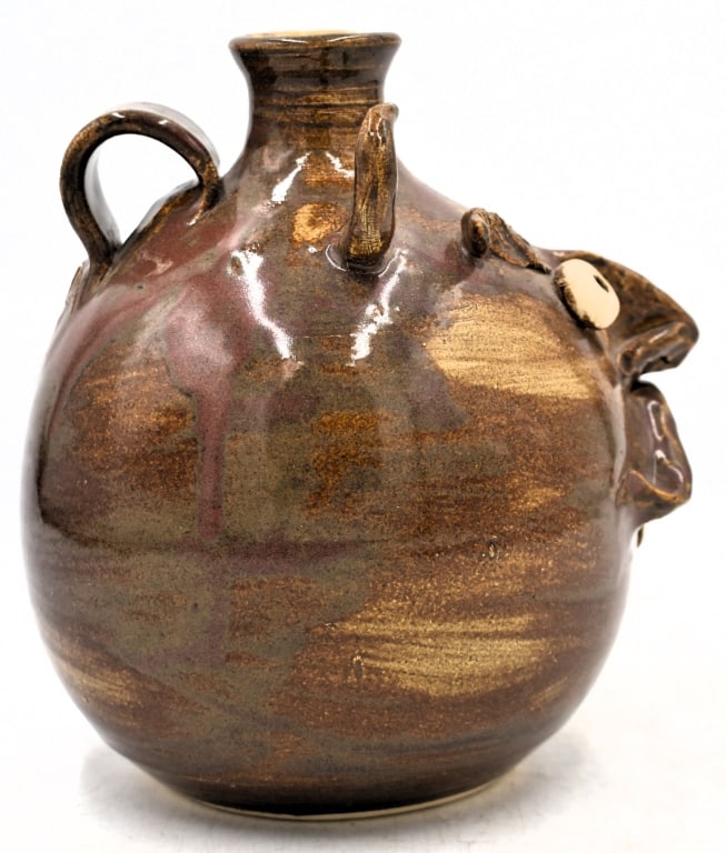 MJ Wenn Brown Devil Face Jug - 2