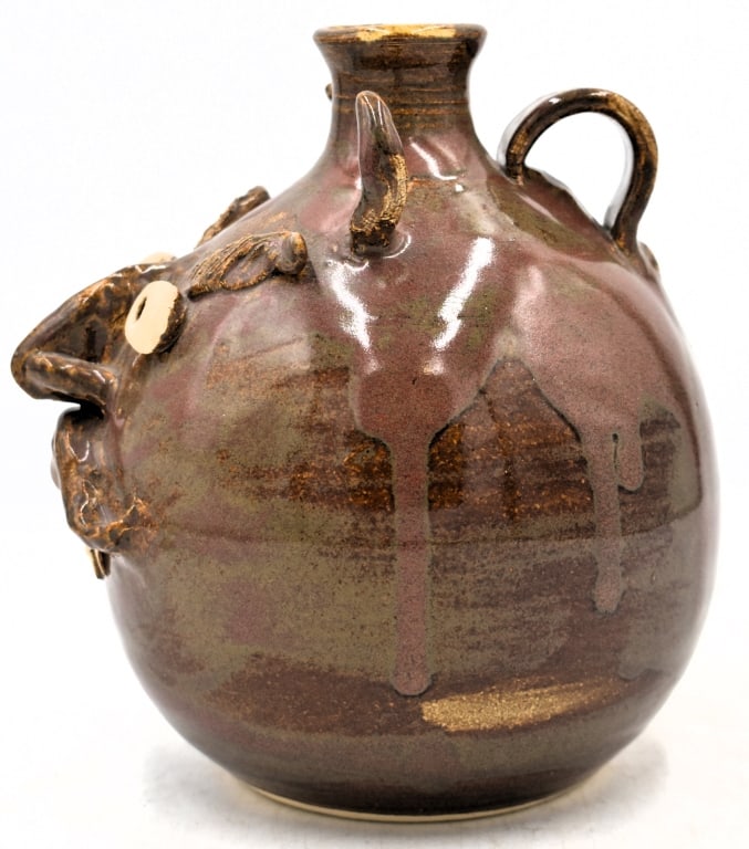 MJ Wenn Brown Devil Face Jug - 4