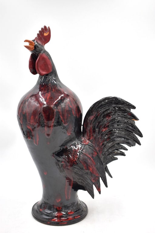Charlie West Ox Blood Glaze Rooster (1 of 7)