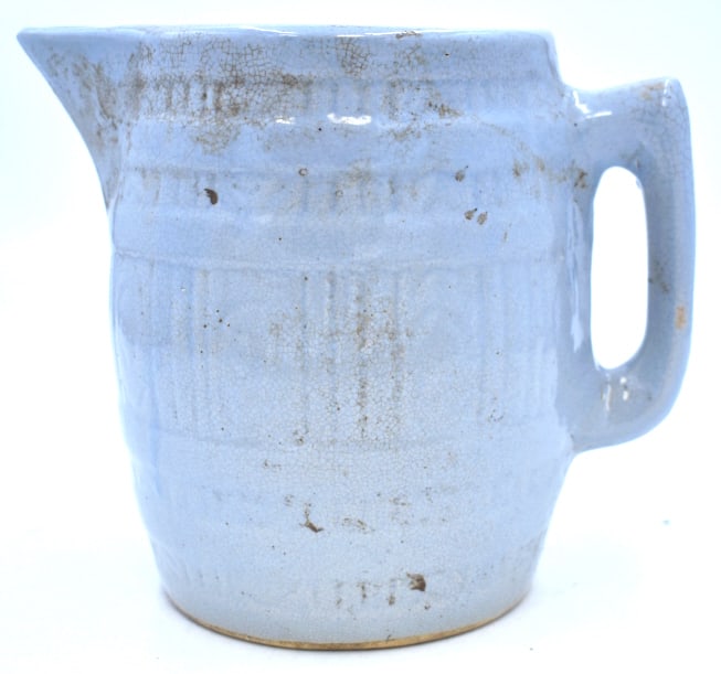 Blue/Gray Glaze Stoneware Barrel-Shaped Pitcher (1 of 5)