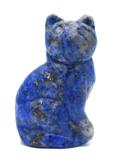 Hand-carved Lapis Lazuli Cat Figurine: 2.25 inches by 1.5 inches, unmarked and undamaged, see photos